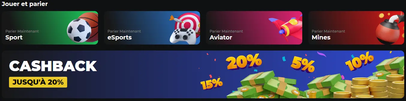 Ambiance casino moderne – promotions du moment et navigation vers les catégories